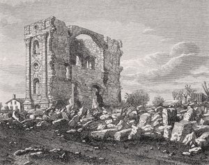 Ruins of the Mormon Temple, Nauvoo, Illinois, in the 1850s, from 